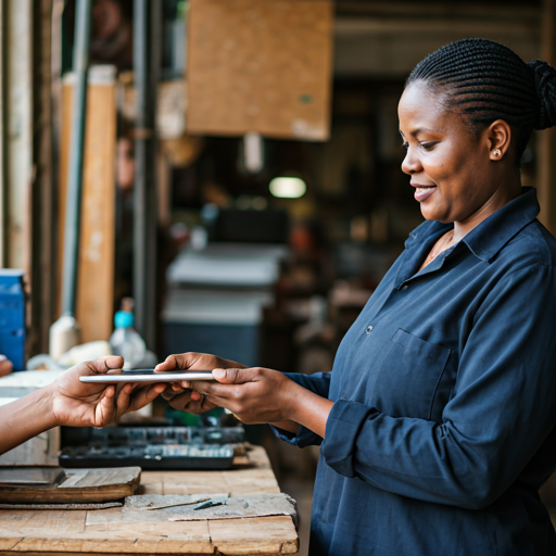 Business owner using payment system